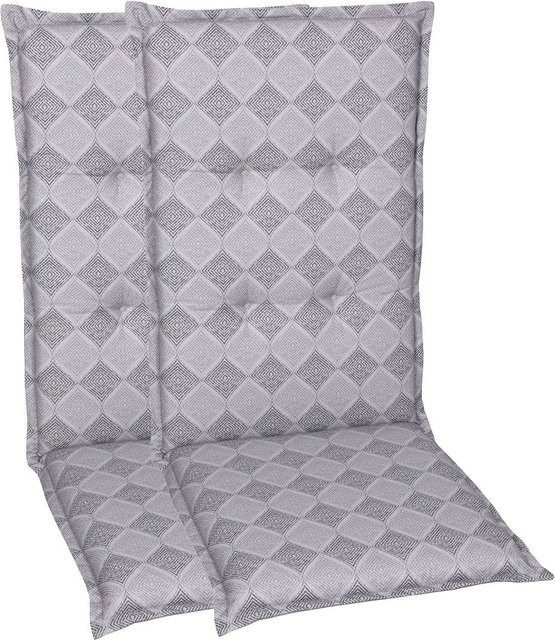 GO-DE TEXTIL Gartenauflage Raute in Grau, 2er Set Mittellehner aus Polyester und Baumwolle - Bild 1