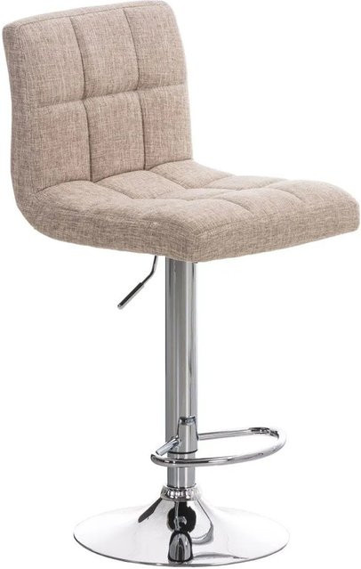 DELUKE Barhocker REZAR höhenverstellbarer Barstuhl mit Lehne, drehbar, Stoff Creme und Silber, B/T/H: 46 x 47 x 94 cm - Bild 1