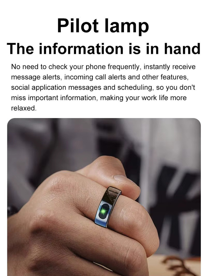 Uhoofit Smart Ring R08 in Schwarz für Damen und Herren mit Touch Control, Gesundheitsmonitor und IP68 5ATM Wasserdichtigkeit - Bild 6