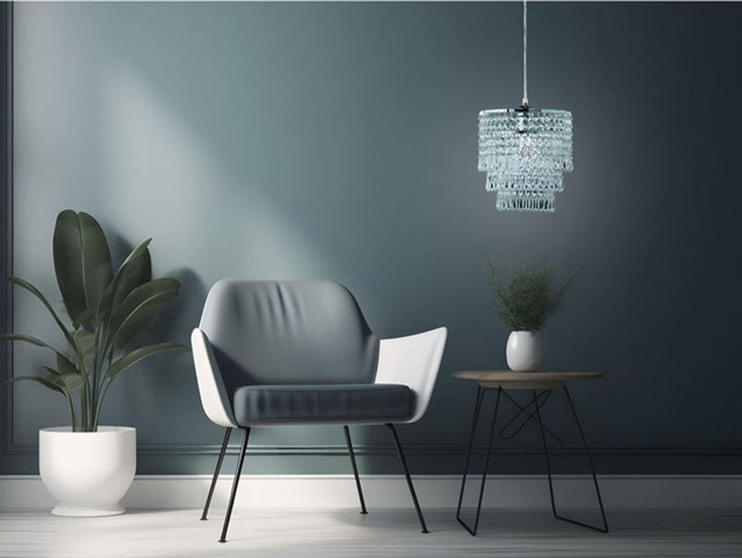 Trio Kleiner Kronleuchter Orient in Chrom und Silber mit Acryl-Kristallbehang, Durchmesser: 25 cm - Bild 1