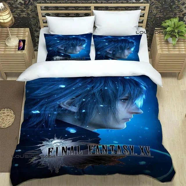 Final Fantasy Bettwäsche-Set mit Grafikdruck, Blau, B/H: 140 x 210 cm - Bild 1
