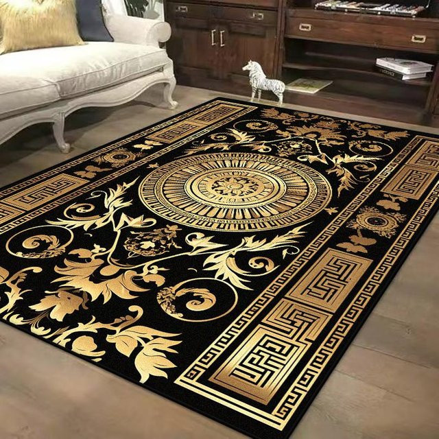 Wucifang Jewelry Luxus Teppich mit Marmor-Goldmuster, weicher Flanellteppich aus Polyester, maschinenwaschbar und rutschfest, B/H: 90 x 60 cm - Bild 1