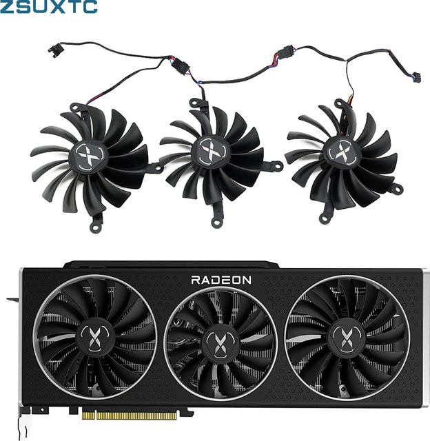XFX Speedster Merc 319 Ersatzlüfter für AMD Radeon RX 6800 und 6800XT Grafikkarten, Schwarz, 95mm cf1015u12d und 87mm cf9015u12d - Bild 1