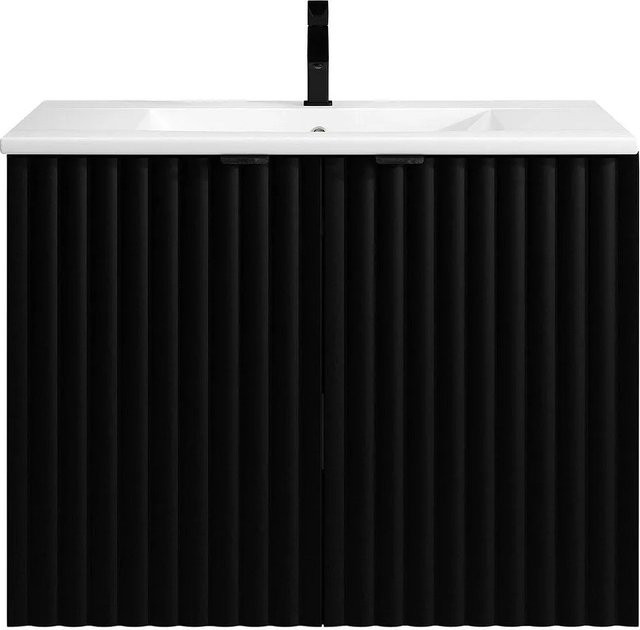Vente-unique Einzelwaschtisch Zilga in Schwarz mit Streifenoptik, Breite: 80 cm - Bild 1