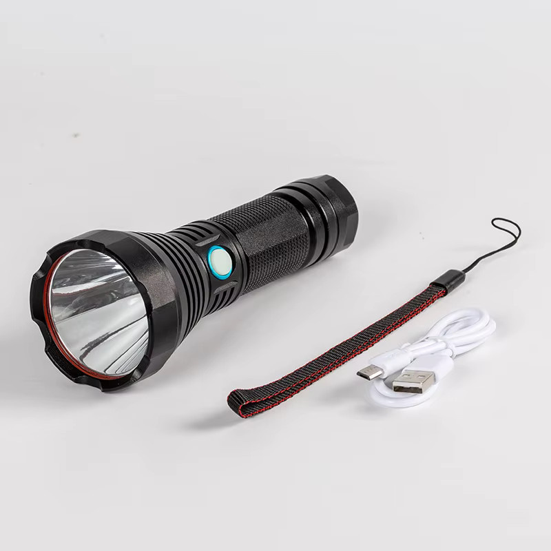 ESMARTER LED Taschenlampe mit 40 LEDs, USB wiederaufladbarer Suchscheinwerfer aus Aluminium, Schwarz - Bild 2