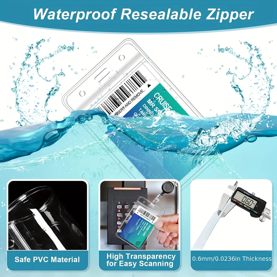 Schwarzes Ausweishalter-Set mit einziehbarem Schlüsselband, wasserdichtem PVC-Kartenhalter und Karabinerverschluss für Arbeitsausweise und Namensschilder - Bild 4