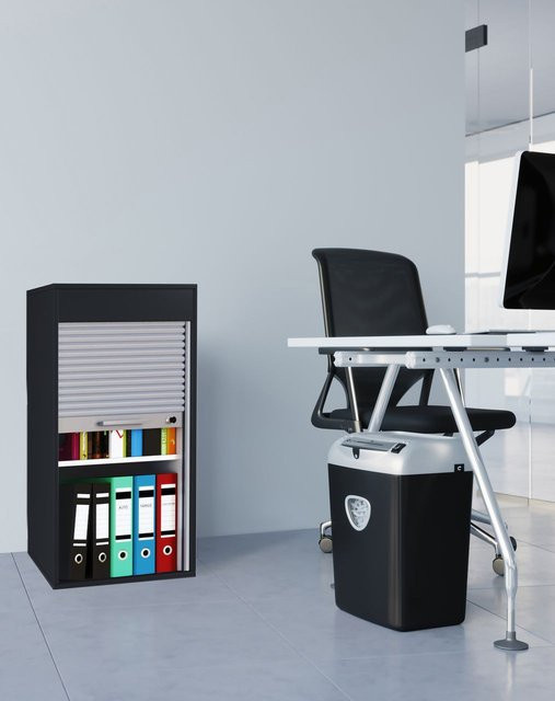VCM Aktenschrank Aktos L mit Rollladen in Schwarz, H 93 cm, B 50 cm, T 40 cm - Bild 4