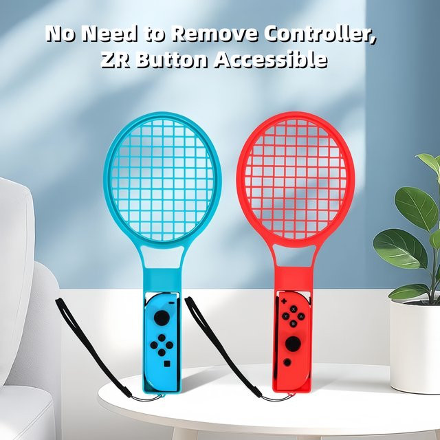 Benicabaly 2er-Set Tennisschläger-Griffe für Nintendo Switch Joy-Con in Multicolour für komfortables Sportspiel-Zubehör - Bild 1