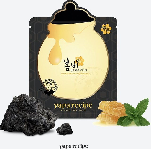 PAPA REZEPT Bombee Black Honey Maskenblatt, 10 Stück, mit Ginseng und Propolis - Bild 1