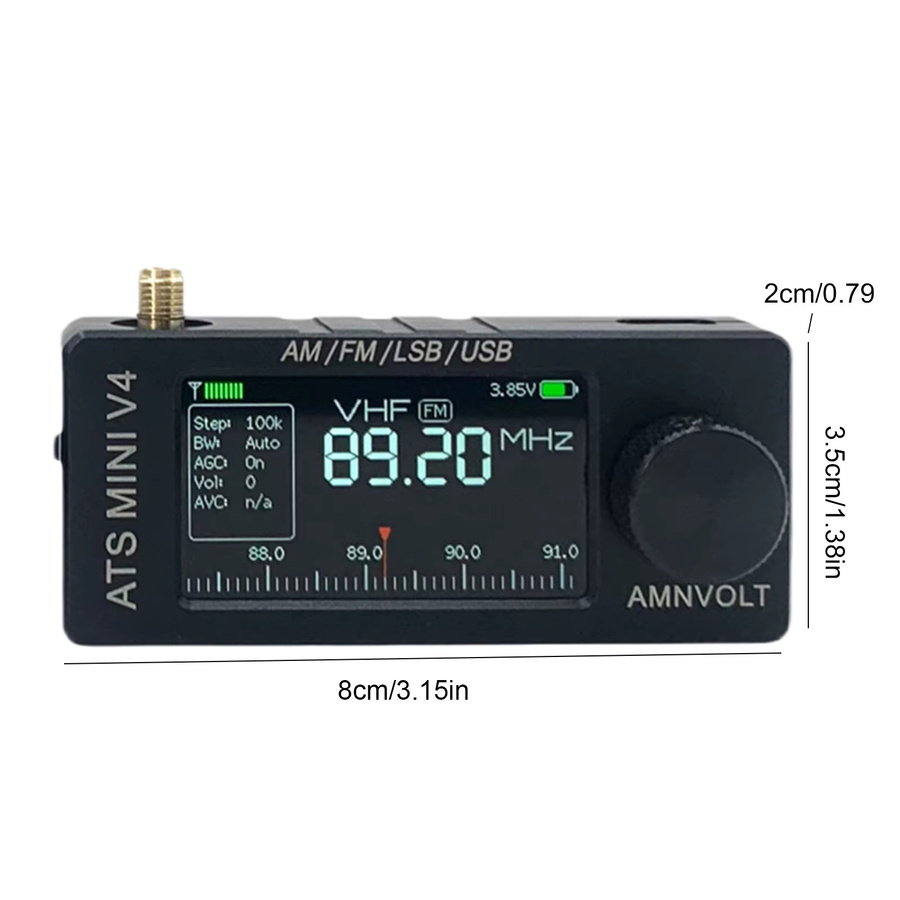 AMNVOLT V4 ATS MINI Si4732 DSP-Radio mit 1,9 Zoll IPS-Bildschirm, Allband-Radio für AM, FM, LSB, USB in Schwarz - Bild 6