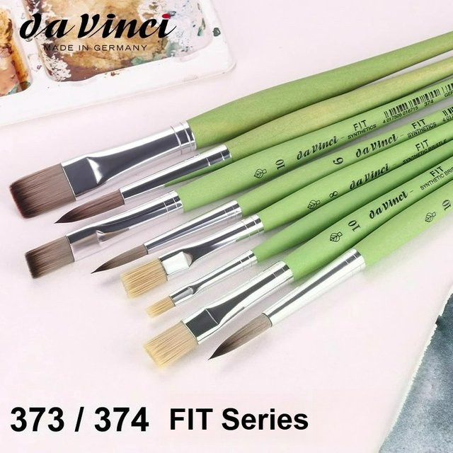 Da Vinci Professioneller Kunstpinsel FIT-Serie 373/374 mit grünem Griff aus Kunststoff und elastischen Synthetikborsten - Bild 1