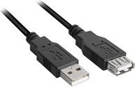 Sharkoon USB 2.0 Verlängerungskabel USB-A Stecker auf USB-A Buchse, Schwarz - Bild 1