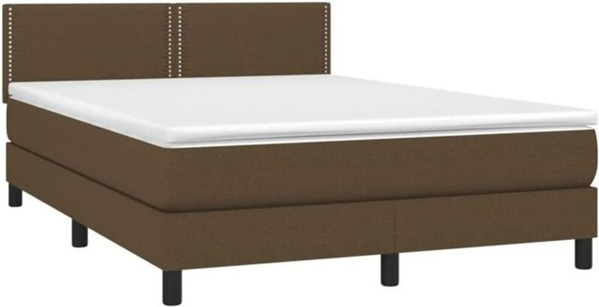 vidaxl Boxspringbett mit Matratze aus Stoff in Braun, B/T/H: 140 x 190 cm - Bild 1