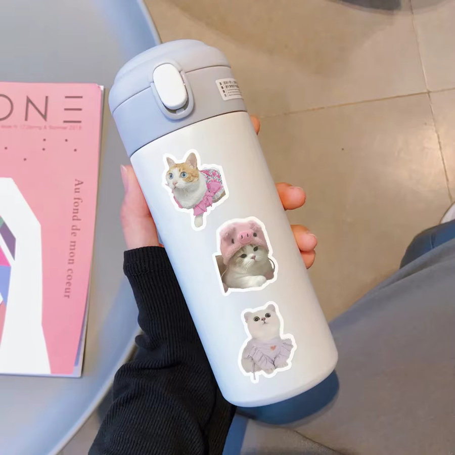 LOLEDE Kawaii Katze Meme Tier Aufkleber Set, bunte Papier Aufkleber für Scrapbooking, Notebook und Laptop - Bild 3