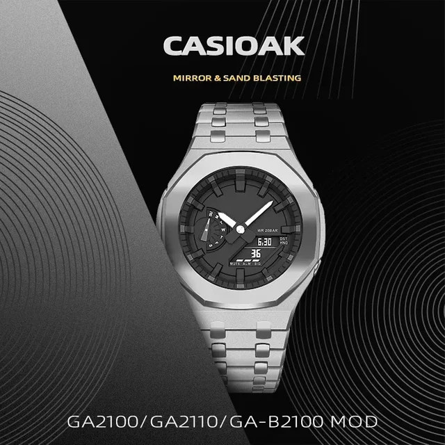 OAKCHARM Mod Kit für Casioak GA2100 GA2110, Metallgehäuse, Lünette, Gummiband - Bild 1