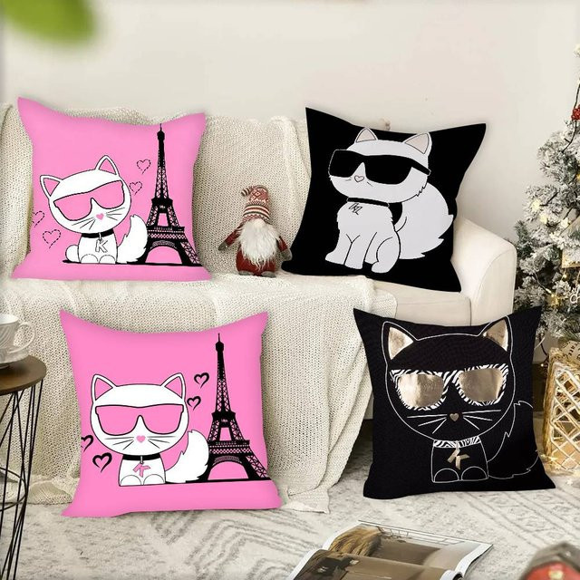 Quadratischer Katzen-Kissenbezug mit Sonnenbrille Motiv für Sofa und Heimdekoration, B/B/H: 30 x 30 x 30 cm - Bild 1