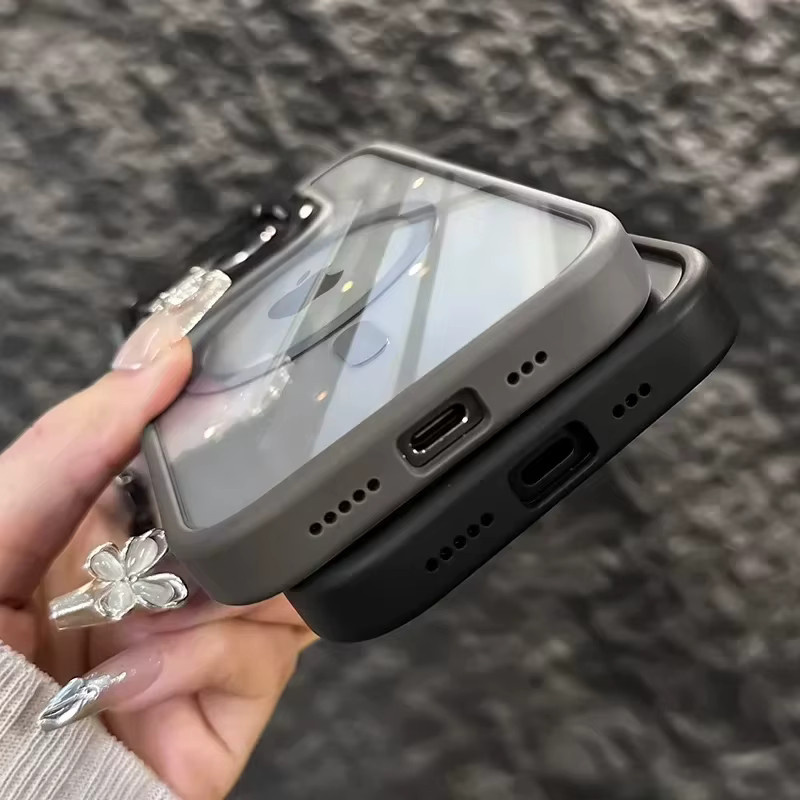 CYYWN Handyhülle mit Metallringhalterung und Objektivschutz für iPhone 17, 16, 15, 14, 13 Pro Max, transparent/orange, stoßfest und hochtransparent - Bild 3