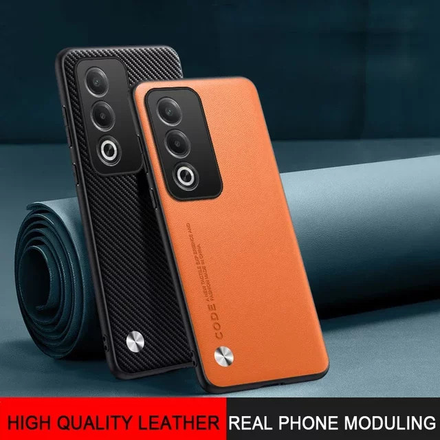 Luxus Leder Kevlar Schutzhülle für OPPO A40 A60 A80 5G A3 Pro A3x A79 A59 A98 A78 A58 A38 in Orange - Bild 1