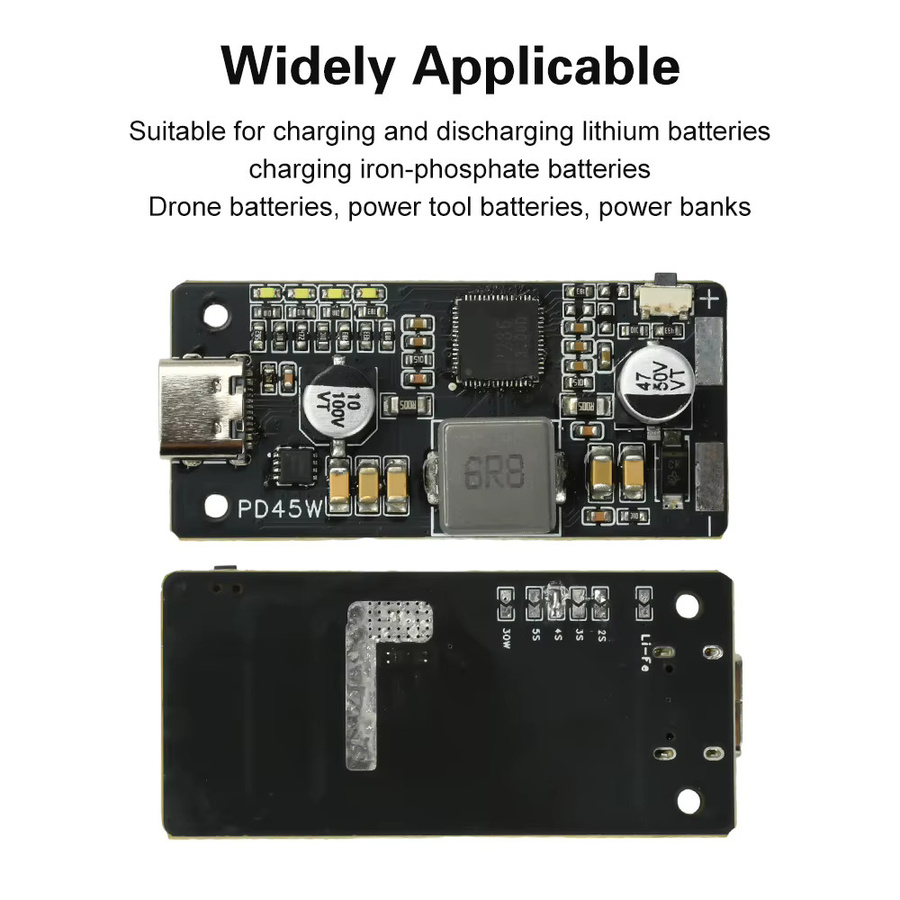 diymore PD45W Lithium-Eisenphosphat-Batterielade- und Entlademodul mit USB-C Schnellladung QC2.0/QC3.0/QC3.0+ für 2-6S, Schwarz - Bild 2