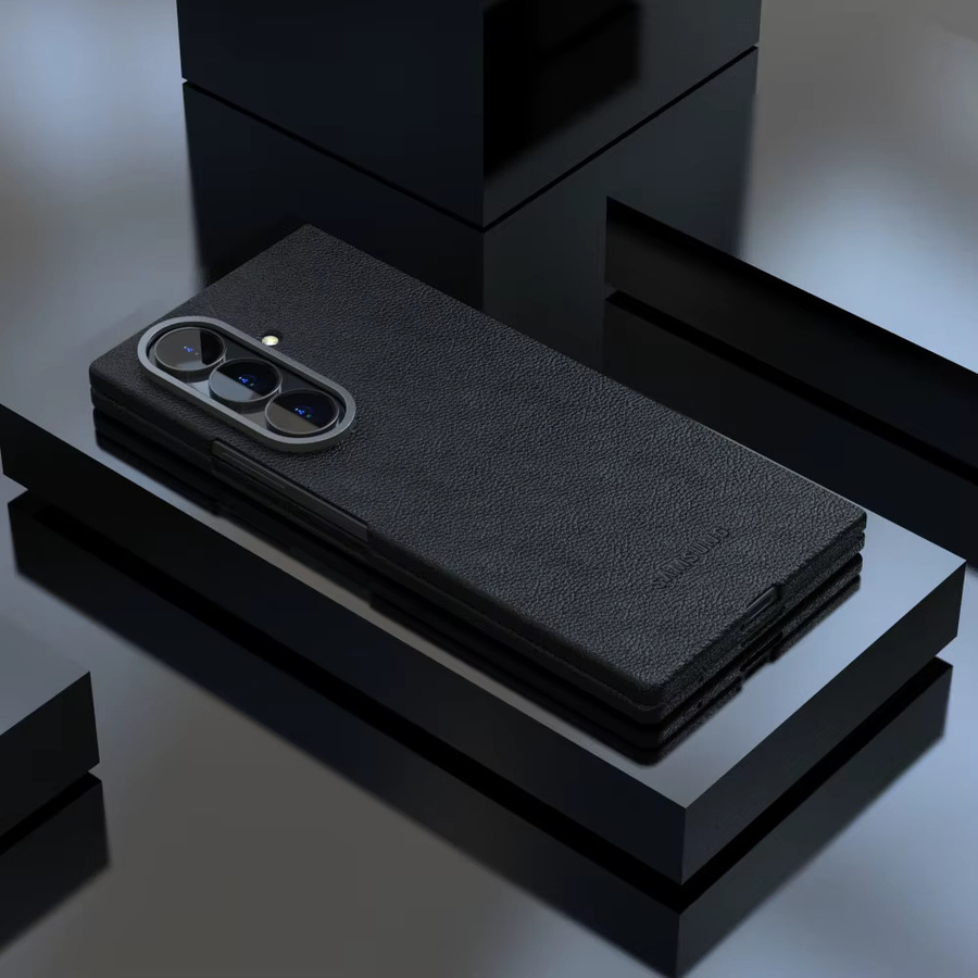 Samsung Galaxy Z Fold 7 Luxus-Leder-Handyhülle in Blau, stoßfeste Schutzhülle - Bild 3
