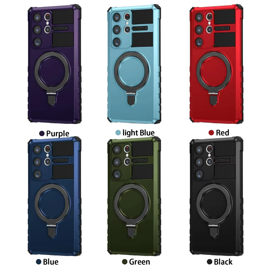 OLPAY Armor Ring Stand Magnetische Handyhülle für Samsung Galaxy S25 S24 Ultra S23 FE S22 Plus S25 Ultra, stoßfest, Farben: Schwarz, Lila - Bild 5
