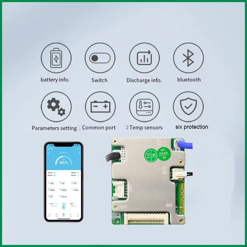 JiaBaiDa Smart BMS Batterie-Management-System mit Bluetooth in Silber für LFP und NMC Batterien (7s-14s, 20A-50A) - Bild 3