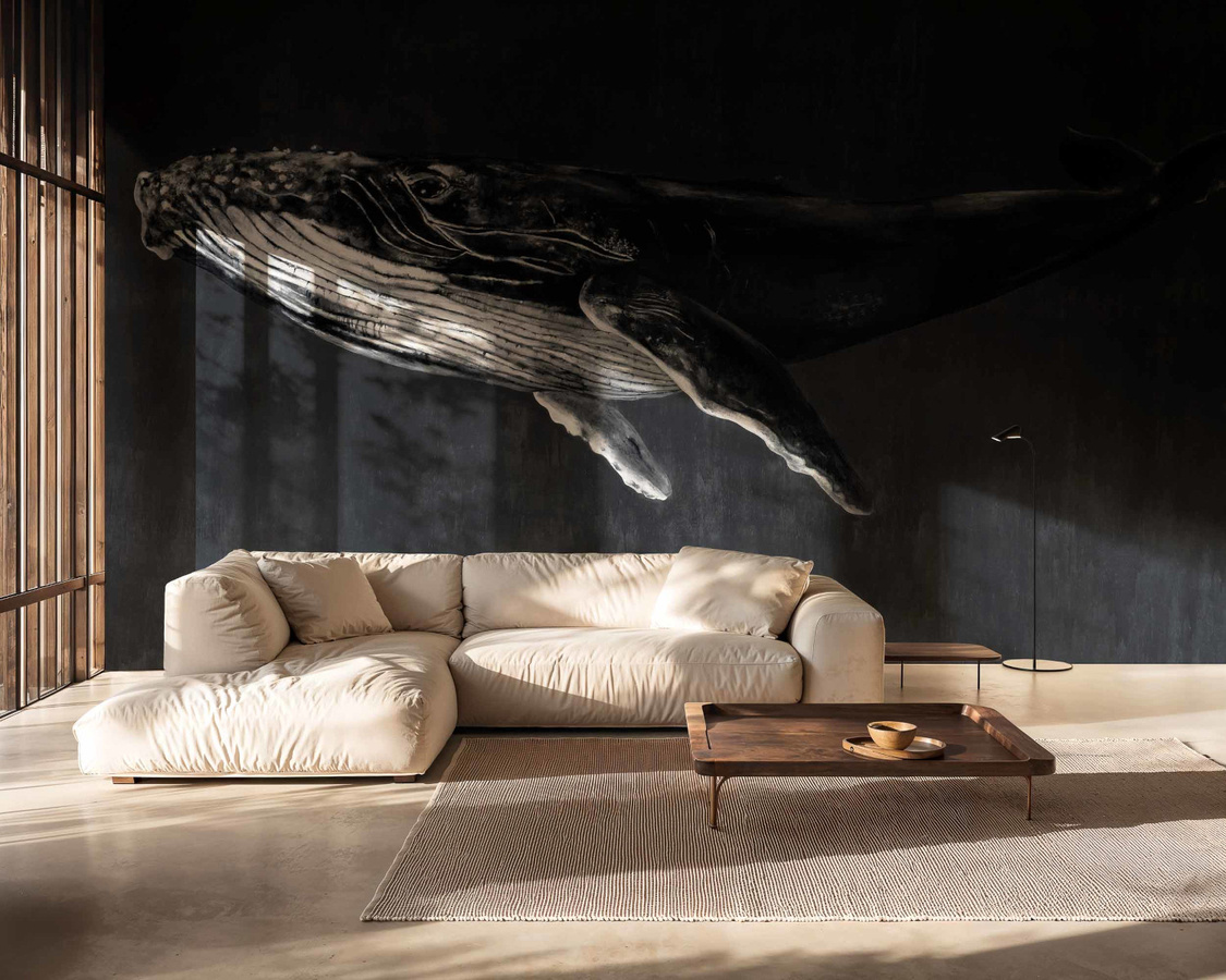 Coordonné Wandbild Humpback Whale Night in Grau mit Tiermotiv - Bild 2