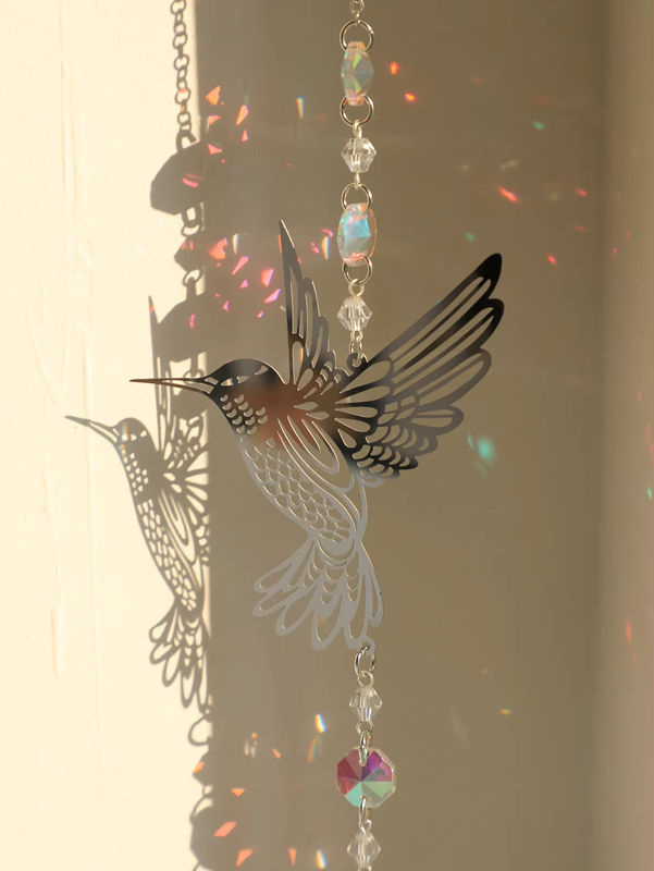 Artilady Kristall Vogel Suncatcher in Silber als hängende Glas Dekoration für Regenbogeneffekte - Bild 3