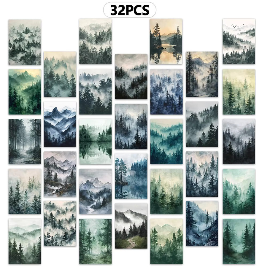 32 Stück Misty Forest Postkarten aus Papier in Multicolour für deine Natur-Dekoration - Bild 3