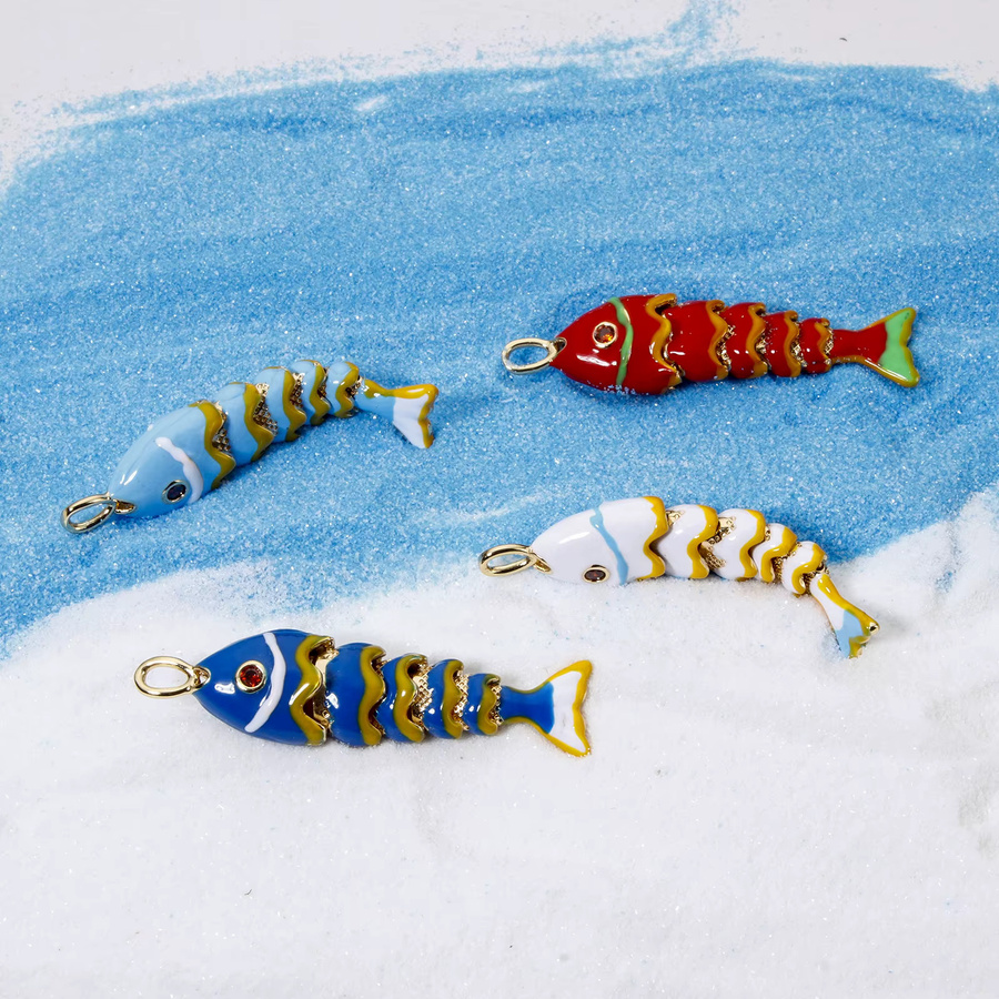 DoreenBeads Anhänger Fisch, Messing, Gold, Emaille, Unisex - Bild 2