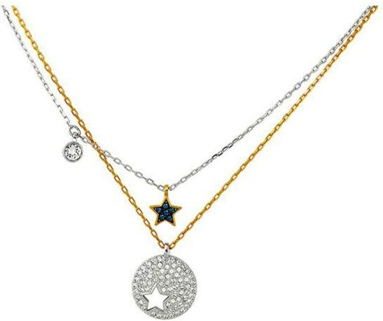 Swarovski Duo Kleeblatt Halskette, Blau, Kristall, Damen - Bild 1