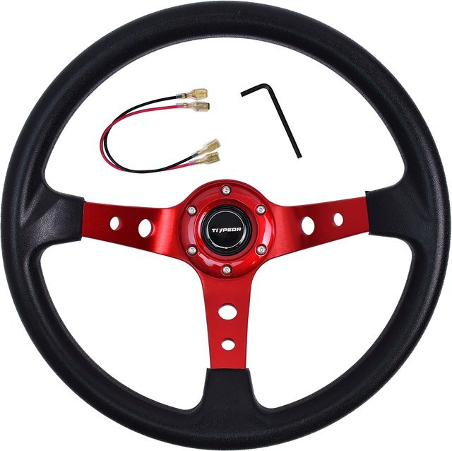 TIYPEOR Universelles Rennlenkrad aus PU in Schwarz, 14 Zoll, Drift-Sportlenkrad - Bild 1