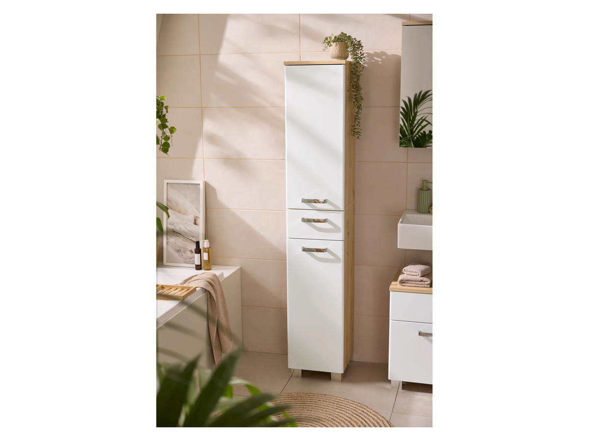 LIVARNO Premium-Bad-Hochschrank Palermo in Braun mit glänzender Oberfläche und internen Schubladen sowie Regalböden, Höhe: 174,0 cm, Breite: 33,0 cm, Tiefe: 26,5 cm - Bild 2