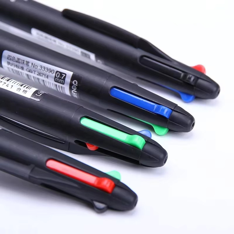 DELI 4-Farben-Kugelschreiber mit 0,7 mm Spitze in Blau, Schwarz, Rot und Grün - Bild 3