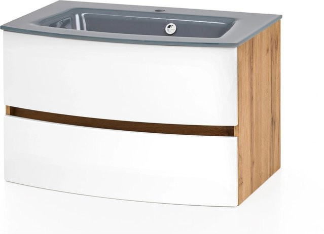 Held Möbel Einzelwaschtisch Salerno Weiß Matt mit Softclose, Breite: 80 cm - Bild 1