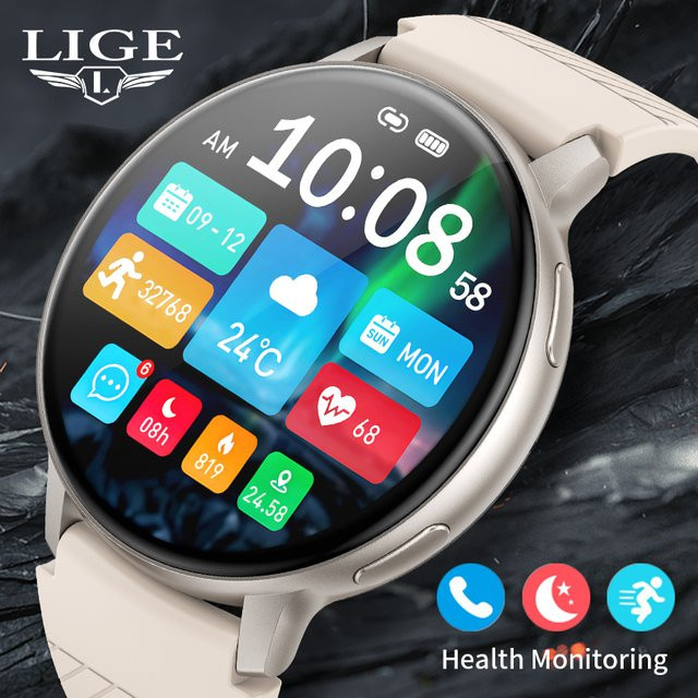 LIGE Smartwatch, Damen, Schwarz, Silikon, Bluetooth - Bild 1