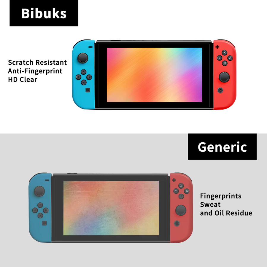 Bibuks Displayschutzfolie aus gehärtetem Glas für Nintendo Switch OLED, transparent, 9H Härte, HD, blasenfrei mit automatischem Ausrichtungsset - Bild 3