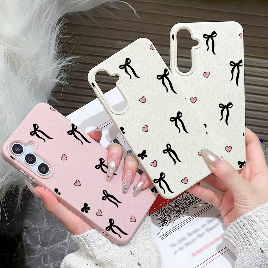 Handyhülle für Samsung Galaxy S26 S25 S24 S23 Ultra S24 FE A57 A56 A55 A54 A53 5G A07 A06 A15 4G mit Schleifen und Herzen im Mädchen-Stil, Schwarz/Mehrfarbig - Bild 4