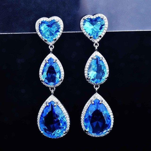 Ohrringe 925 Silber, Blau, Zirkonia, Kristall, Damen - Bild 1
