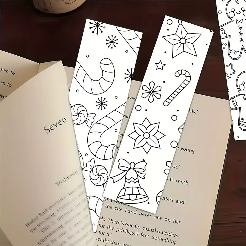 32 Stück Weihnachts-Lesezeichen im minimalistischen Linienkunst-Stil, weiße Papier-Seitenmarkierungen für Buchliebhaber und Studenten - Bild 2