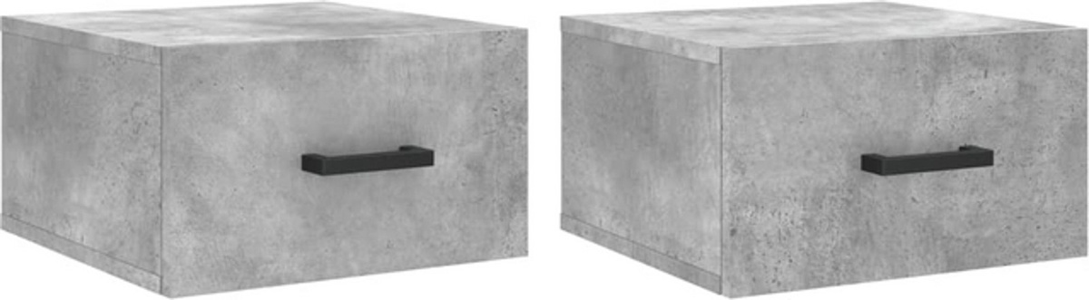 Vidaxl Wand-Nachttische 2er-Set im Industrial Design, Grau, B/T/H: 35 x 35 x 20 cm - Bild 1