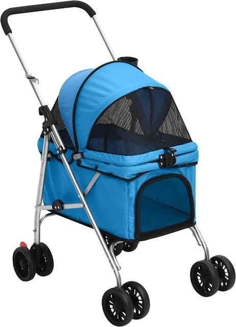 vidaXL Hundewagen faltbar Blau aus Oxford-Gewebe und Stahl B/T/H: 76 x 50 x 100 cm - Bild 1