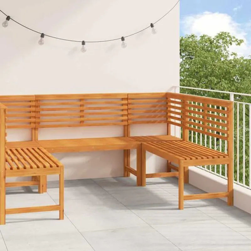 vidaxl Gartenmöbel-Set aus Akazie Massivholz im Landhausstil, 5-teiliges Gartenbänke-Set, Braun - Bild 1