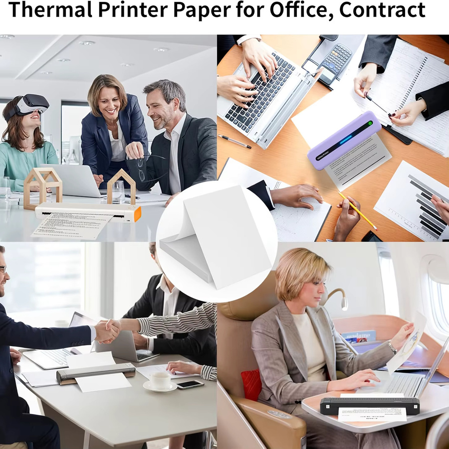 100 bis 200 Blatt weißes Thermopapier für tragbare A4-Drucker, kontinuierlich faltbar - Bild 2