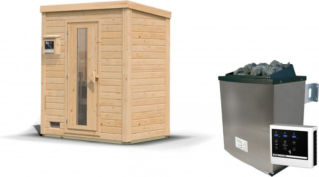 Saunahaus HYTTI 0 Naturbelassen mit 9,0 kW Ofen und Steuergerät B/T: 196 x 113 cm, Wandstärke: 38 mm - Bild 1
