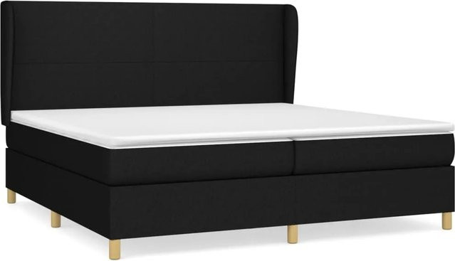 vidaXL Boxspringbett Hybrid mit Matratze und Taschenfederkern, Schwarz, B/T/H: 200 x 200 x 203 cm - Bild 1