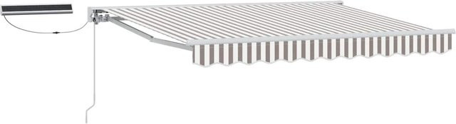 vidaXL Elektrische Ausziehbare Markise mit Fernbedienung, Hellgrau und Weiß, B: 500 cm, T: 300 cm - Bild 1