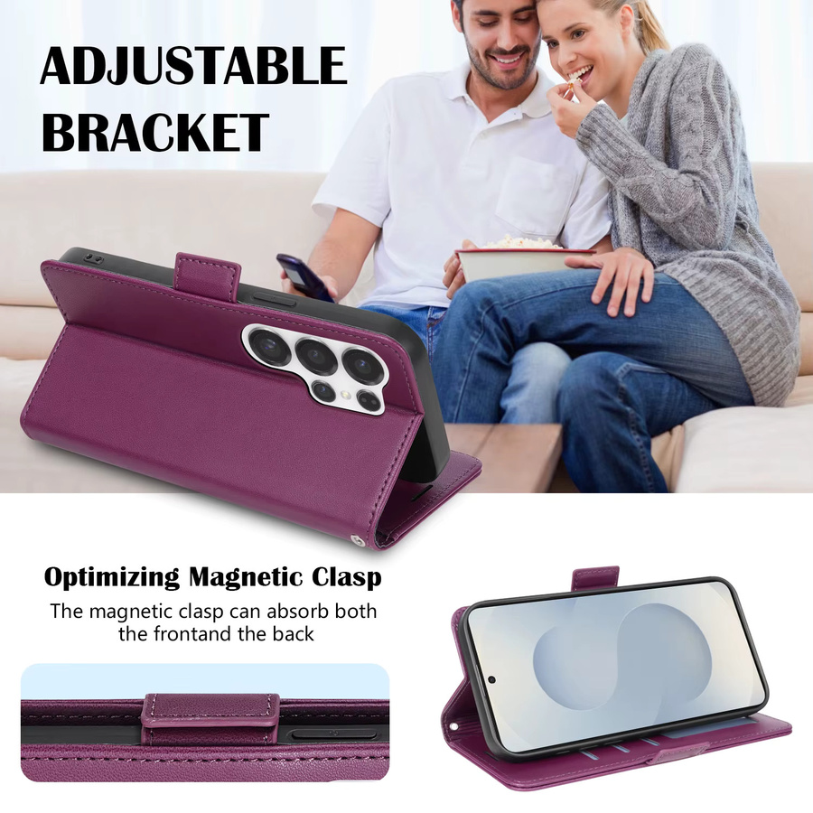 Magnetische Leder-Brieftasche mit Kartensteckplatz für Samsung Galaxy S25 Edge S24 FE S23 Plus S22 Ultra S21 S20 in Purple - Bild 3