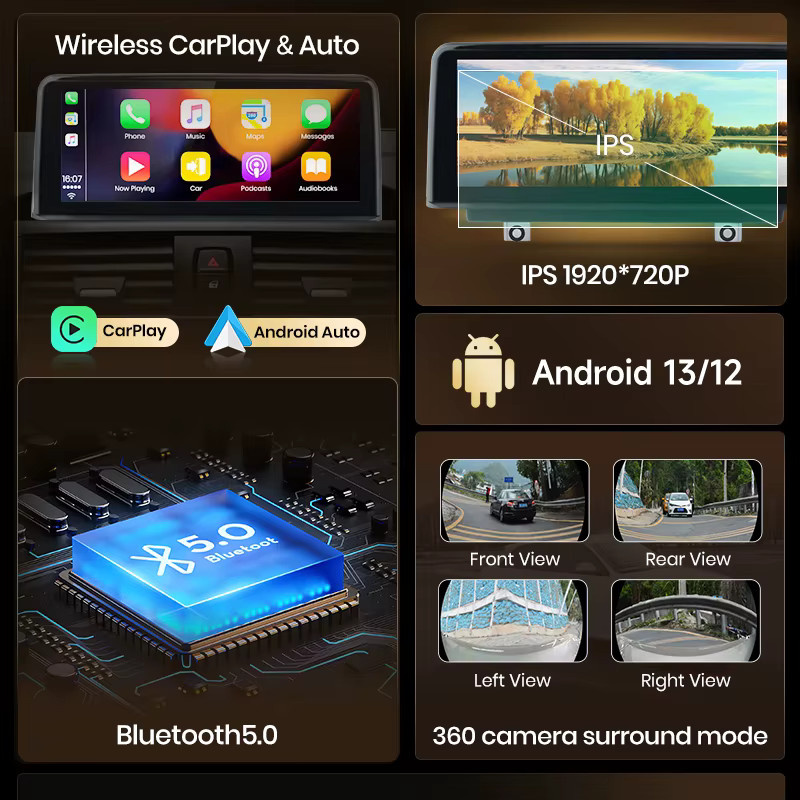 Junsun 8-Kern Android Autoradio mit 4G und WIFI für BMW X1 E84 2009-2015 inklusive CarPlay, Android Auto und GPS in Schwarz - Bild 2