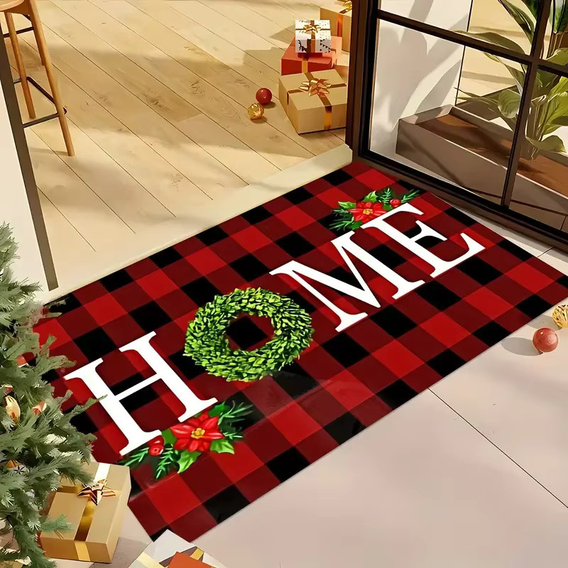 VIKAMA Fußmatte mit Weihnachtsmotiv in Rot, rutschfest und waschbar, rechteckig, B/T: 60 x 40 cm - Bild 3